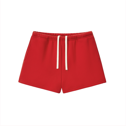 Drawstring Sweatshort in Red, front view