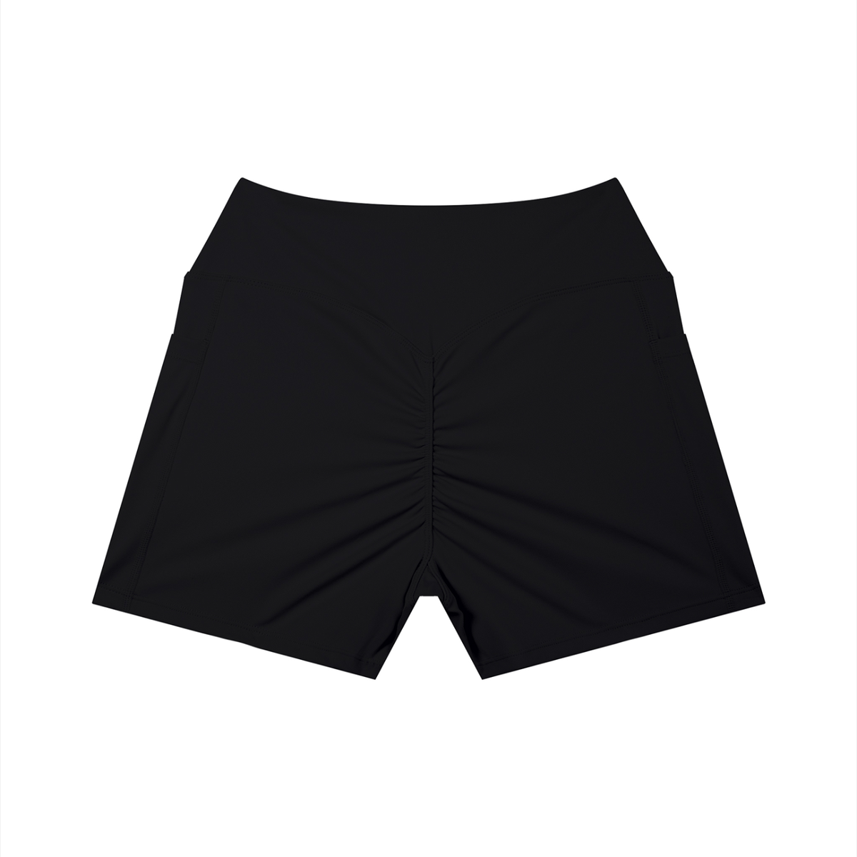 High-Rise Pocket Short in Black, back view