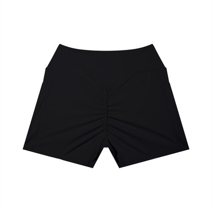 High-Rise Pocket Short in Black, back view