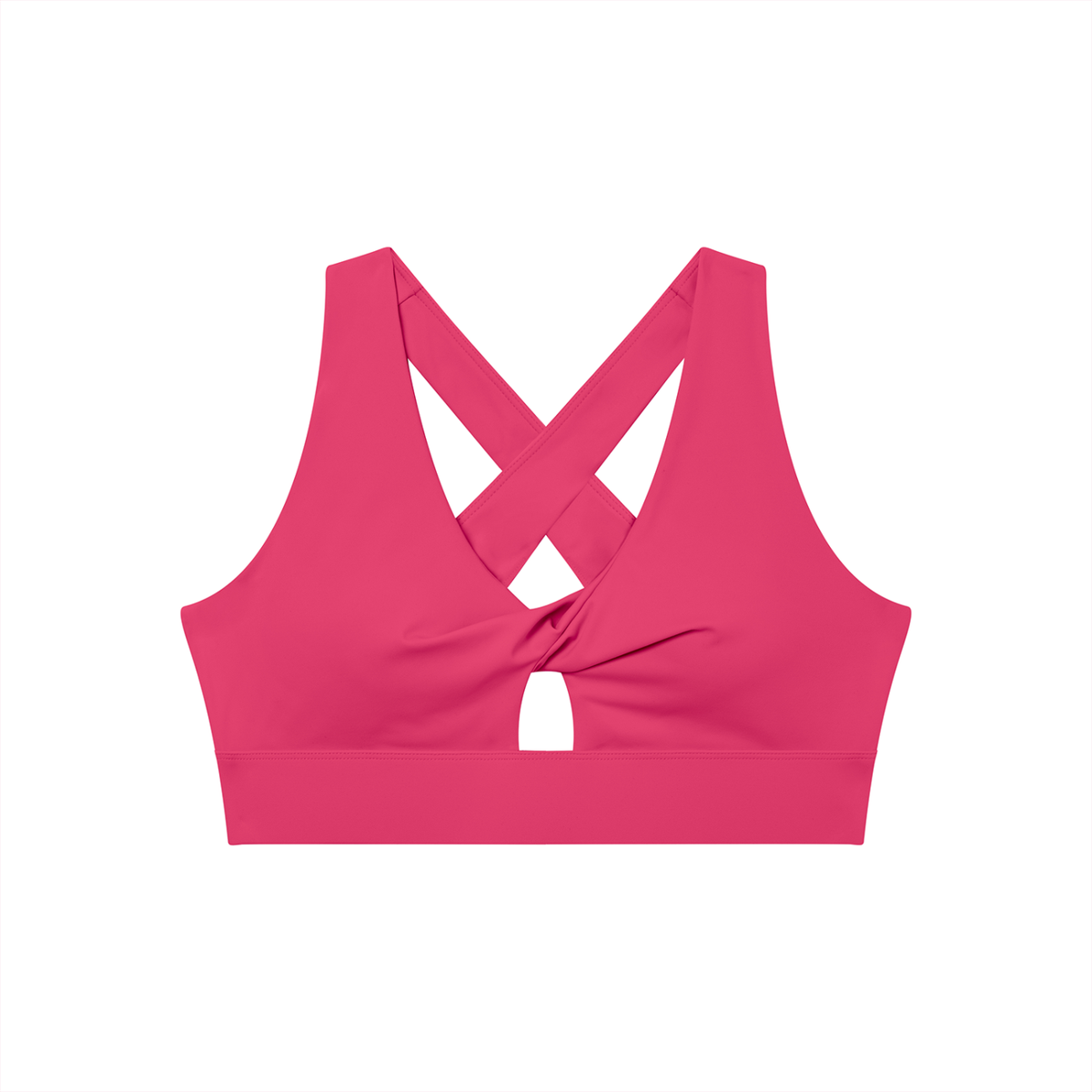 Twist-Front Sports Bra in Rose Red, front view