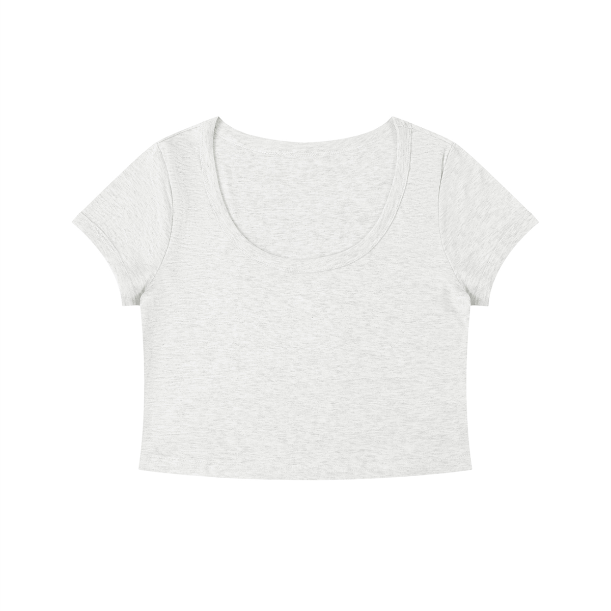 Slim Crop Tee in Oat Gray, front view