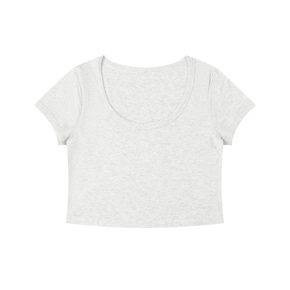 Slim Crop Tee in Oat Gray, front view
