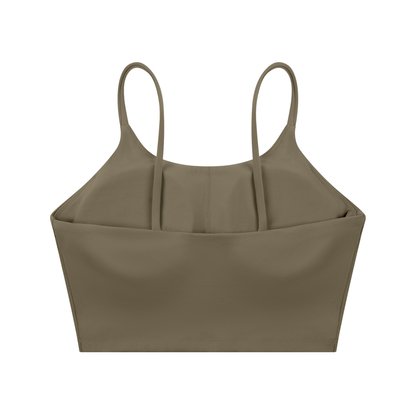 Strappy Longline Tank in Gray Coffee, back view