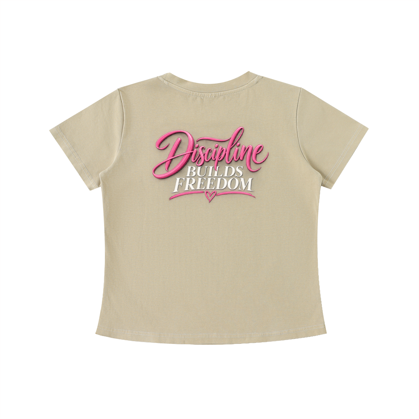 Discipline Builds Freedom Tee in Khaki, back