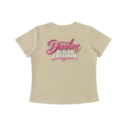 Discipline Builds Freedom Tee in Khaki, back