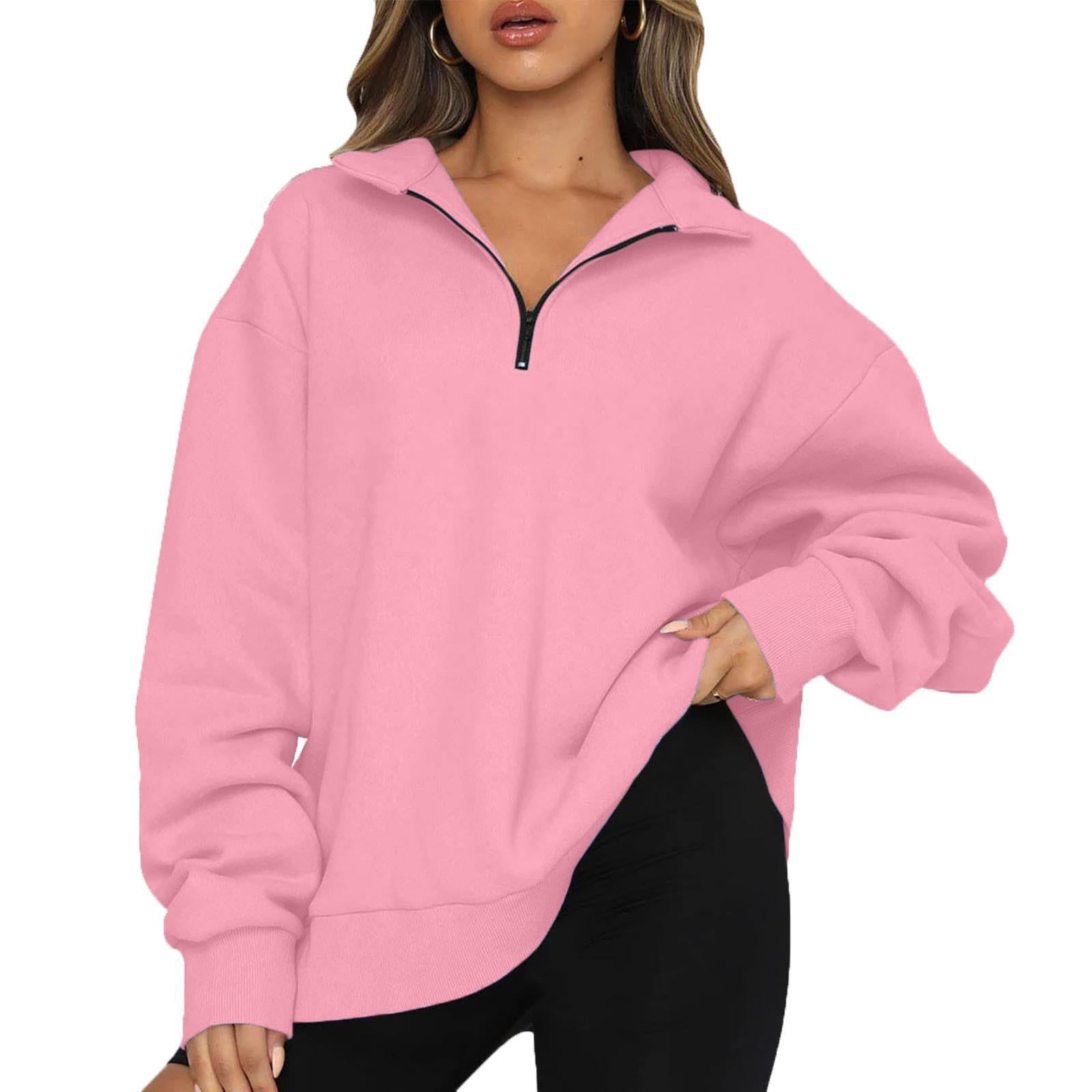 Oversized Half-Zip Pullover in Blush