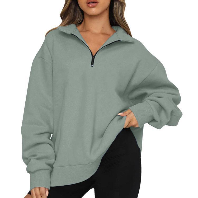 Oversized Half-Zip Pullover in Fern