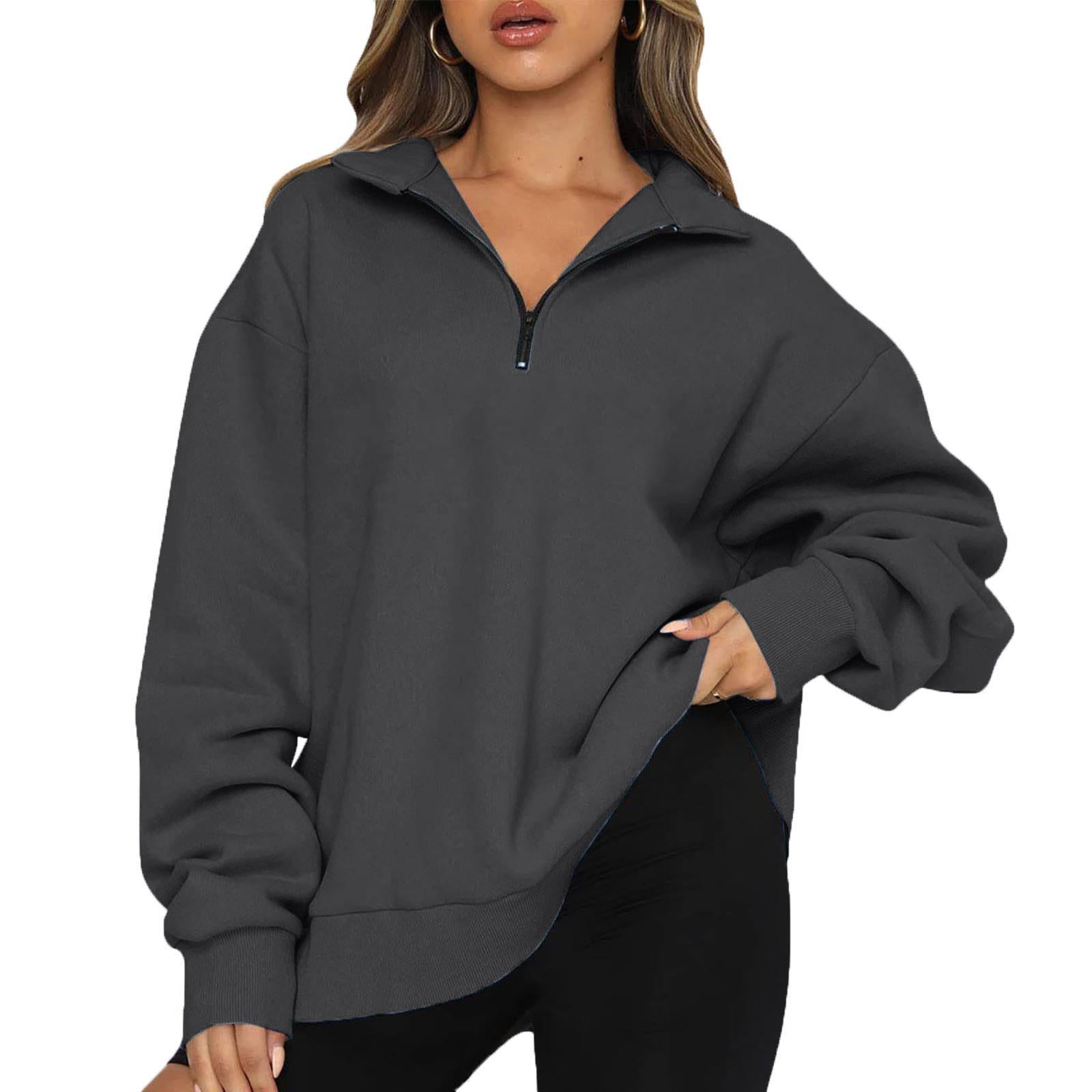 Oversized Half-Zip Pullover in Graphite