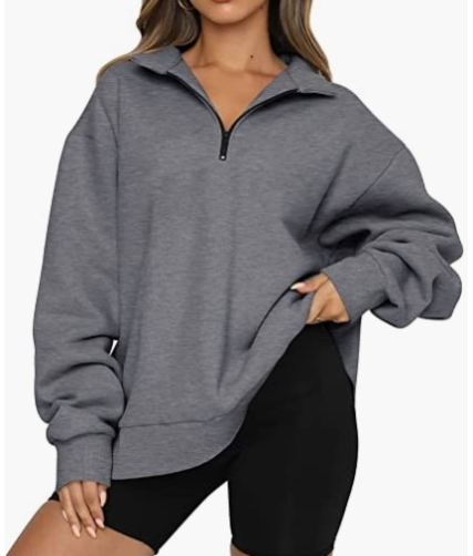 Oversized Half-Zip Pullover in Slate