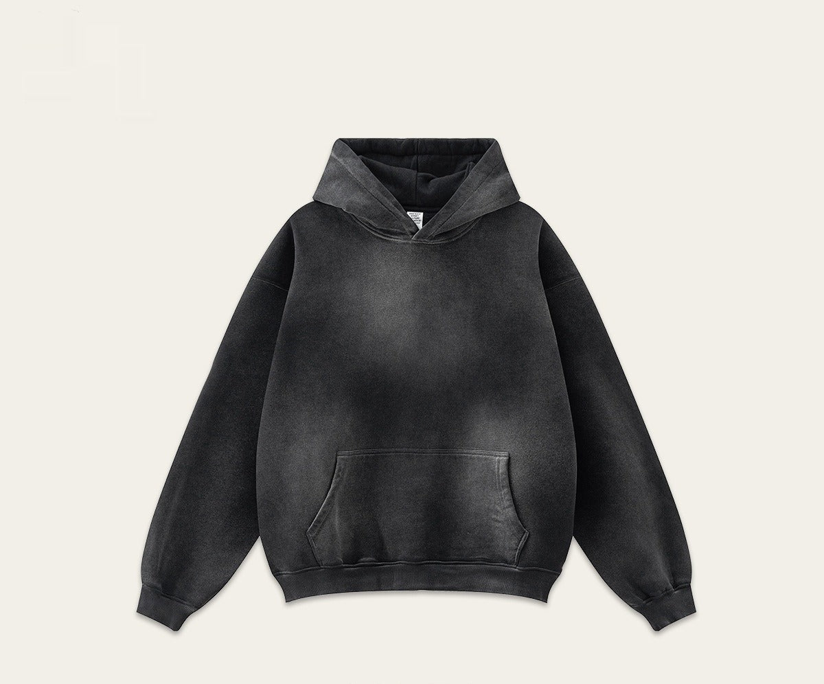 Washed Fleece Hoodie in Washed Black
