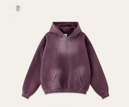 Washed Fleece Hoodie in Washed Plum
