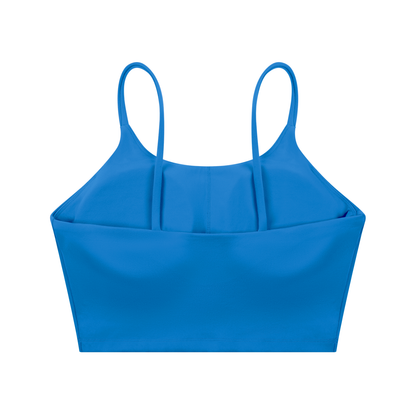 Strappy Longline Tank in Colorful Blue, back view