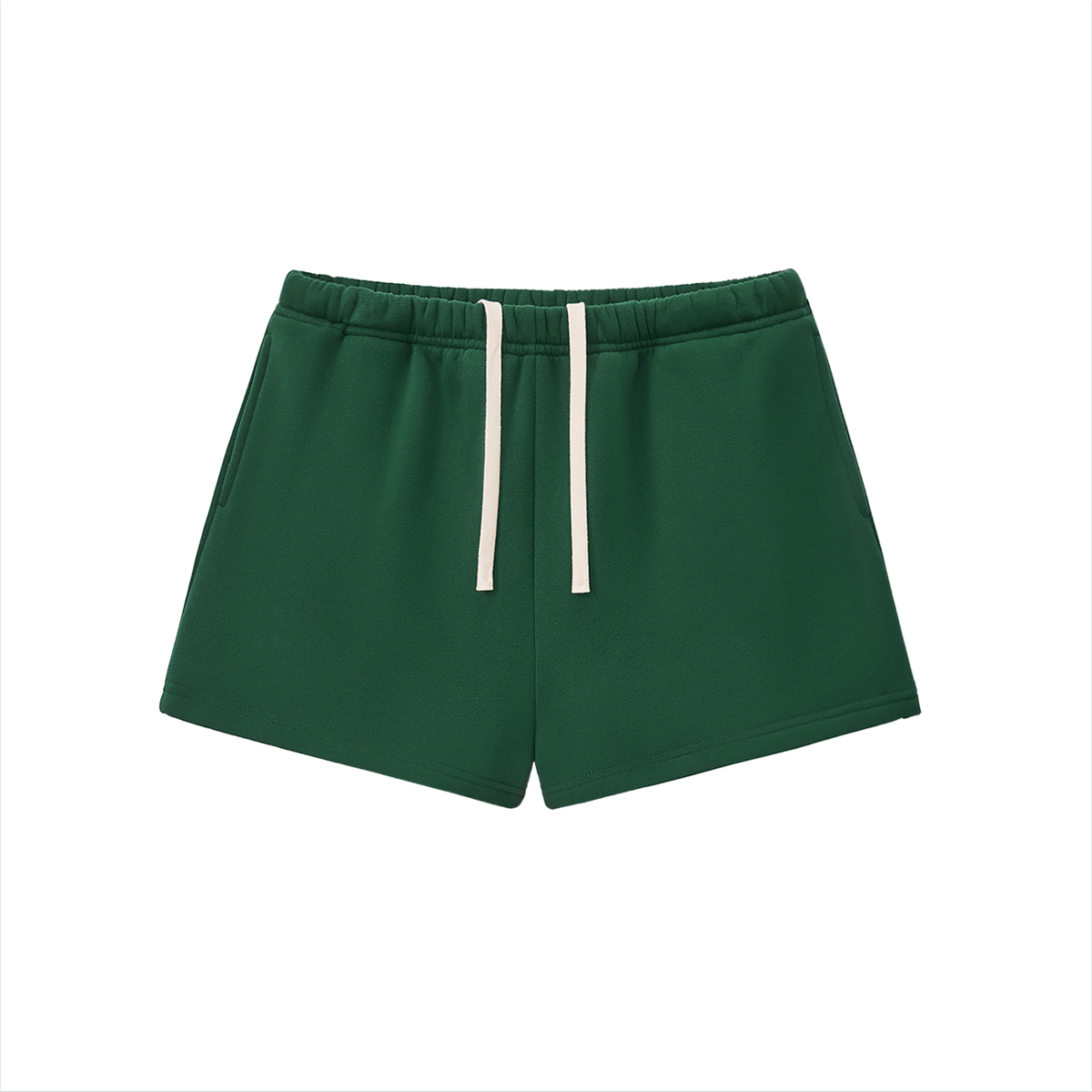 Drawstring Sweatshort in Blackish Green, front view