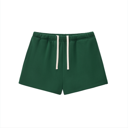 Drawstring Sweatshort in Blackish Green, front view