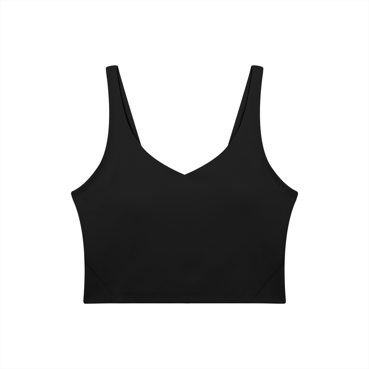 V-Neck Longline Tank in Black, front view