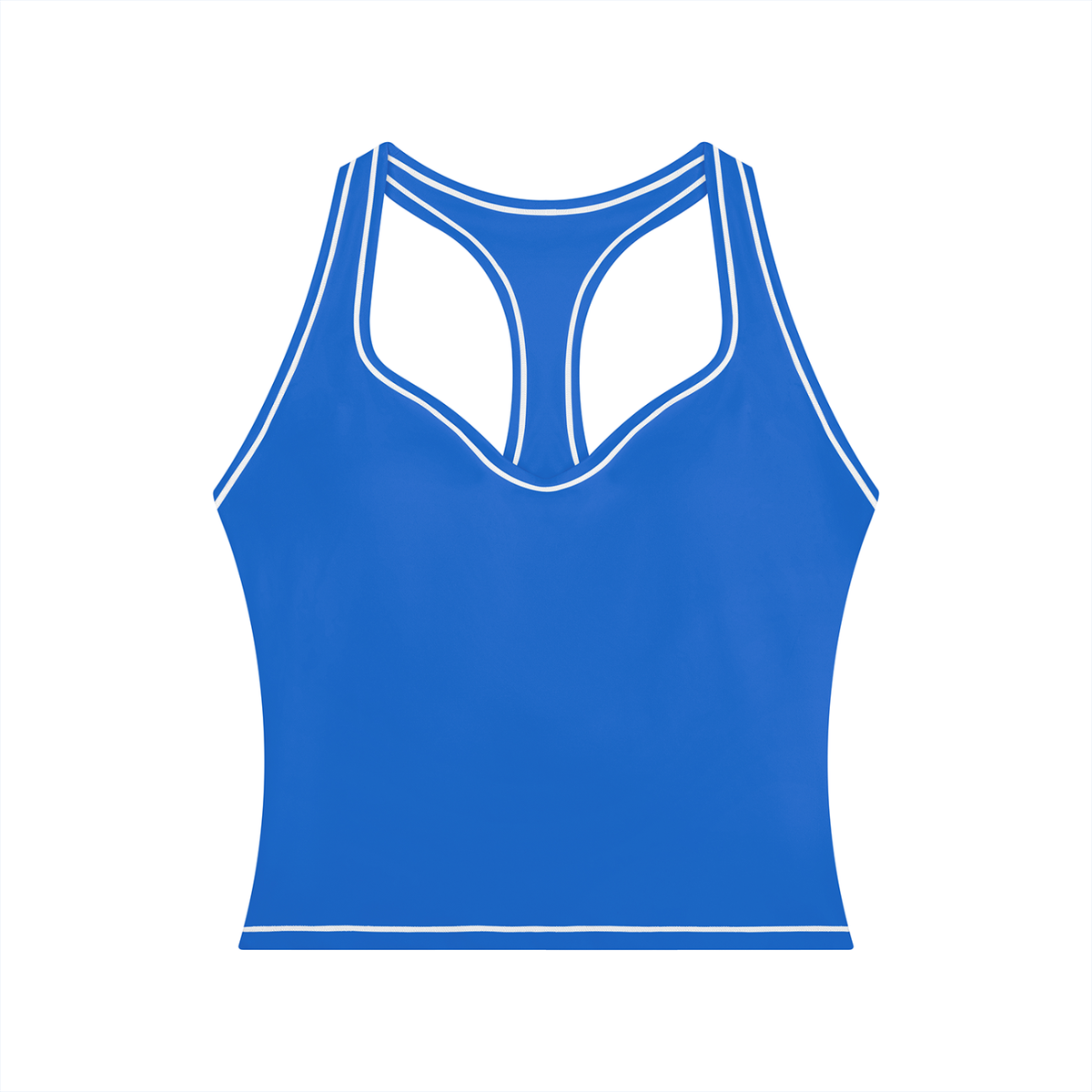 Topstitch Crop Tank in Colorful Blue, front view