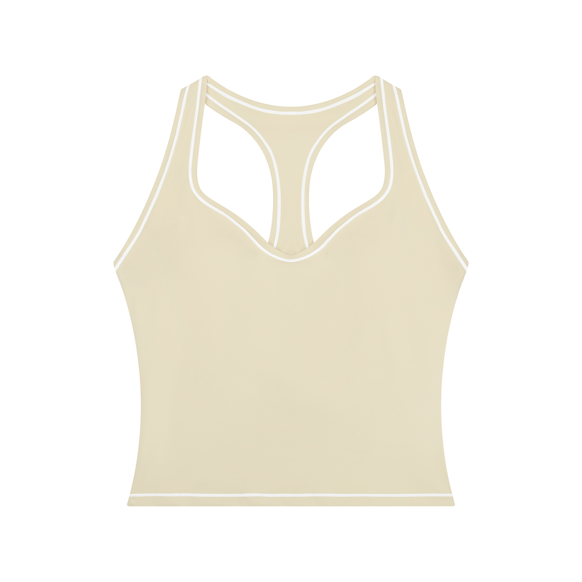 Topstitch Crop Tank in Light Apricot, front view