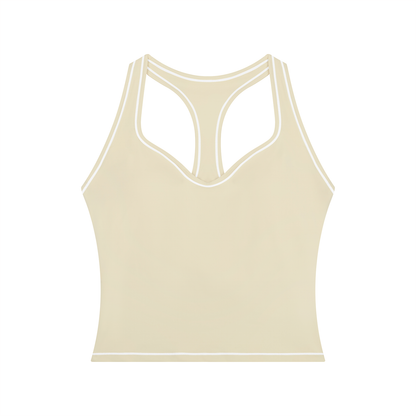 Topstitch Crop Tank in Light Apricot, front view