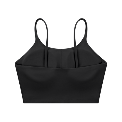 Strappy Longline Tank in Black, back view