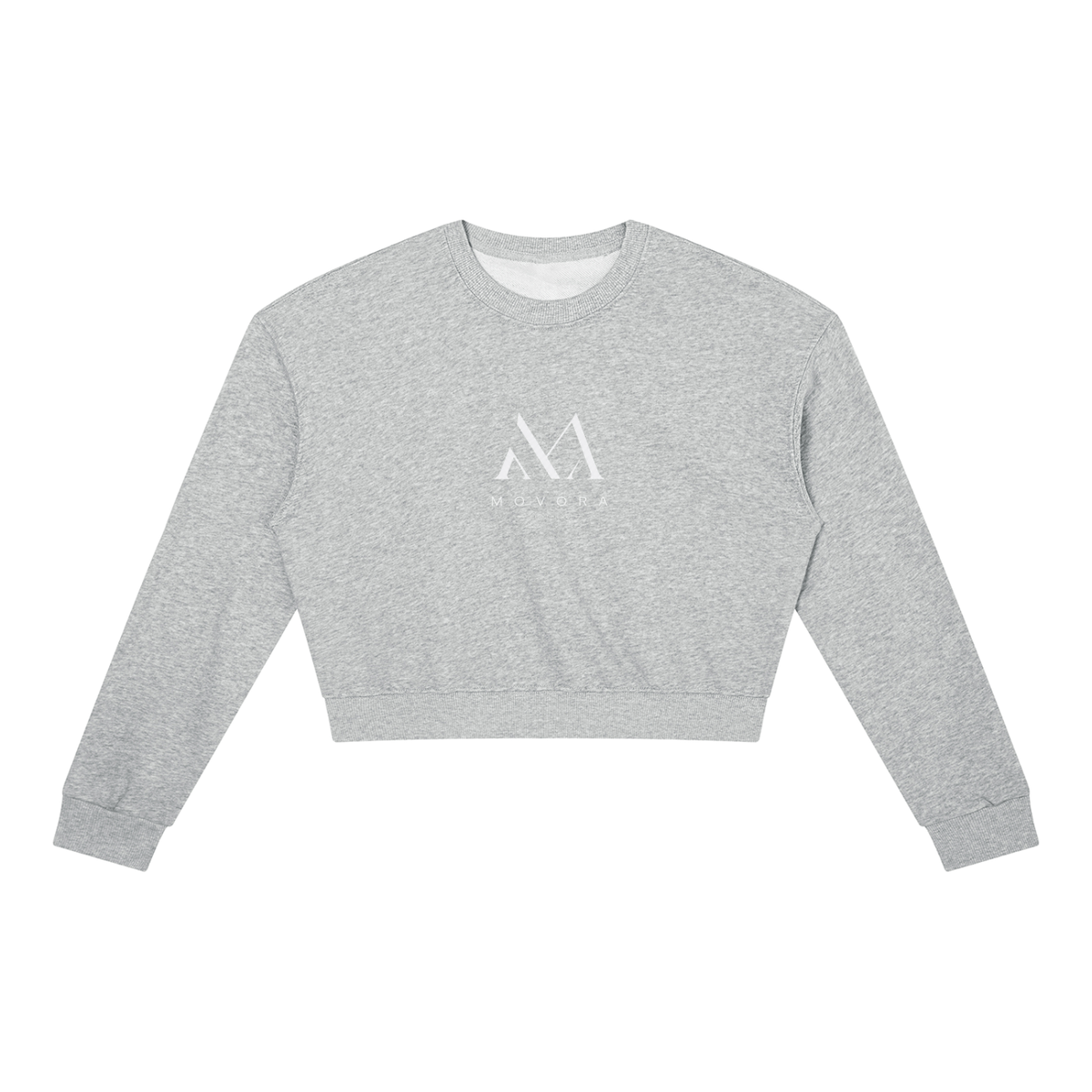 Cropped Crewneck Sweatshirt in Flower Gray, front view