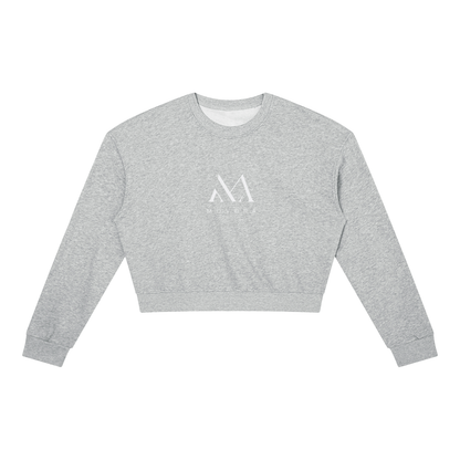 Cropped Crewneck Sweatshirt in Flower Gray, front view