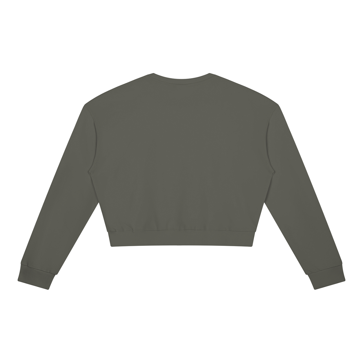 Cropped Crewneck Sweatshirt in Dark Gray, back view