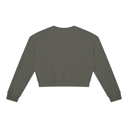 Cropped Crewneck Sweatshirt in Dark Gray, back view