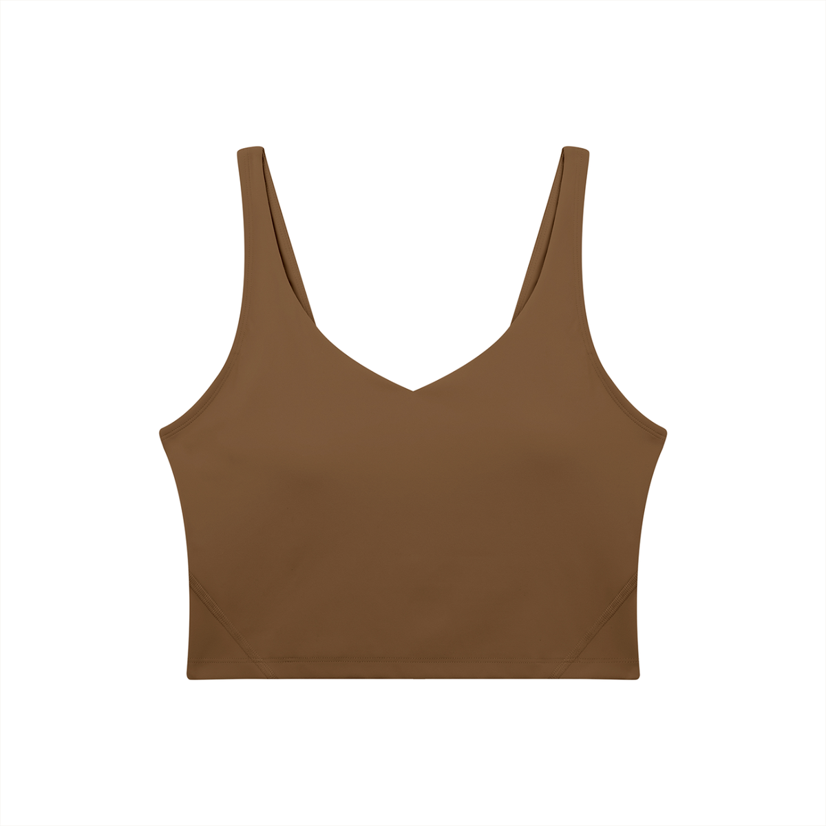 V-Neck Longline Tank in Coffee, front view