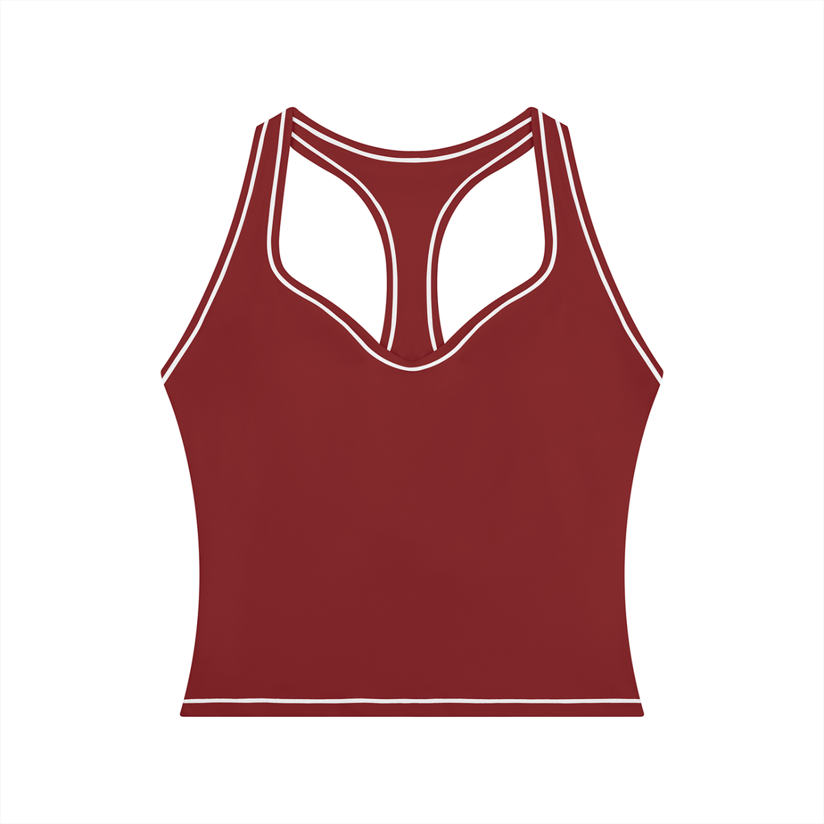 Topstitch Crop Tank in Red, front view