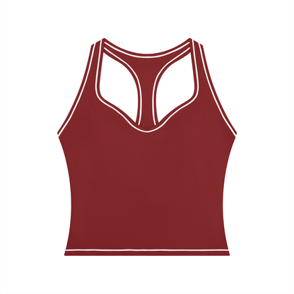 Topstitch Crop Tank in Red, front view