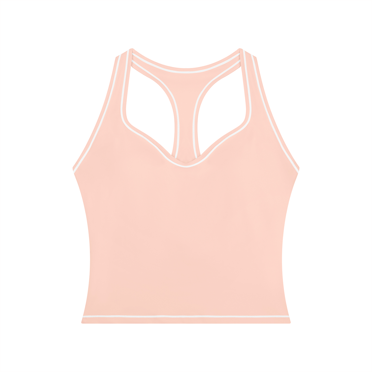 Topstitch Crop Tank in Light Pink, front view