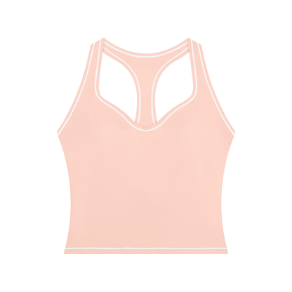 Topstitch Crop Tank in Light Pink, front view