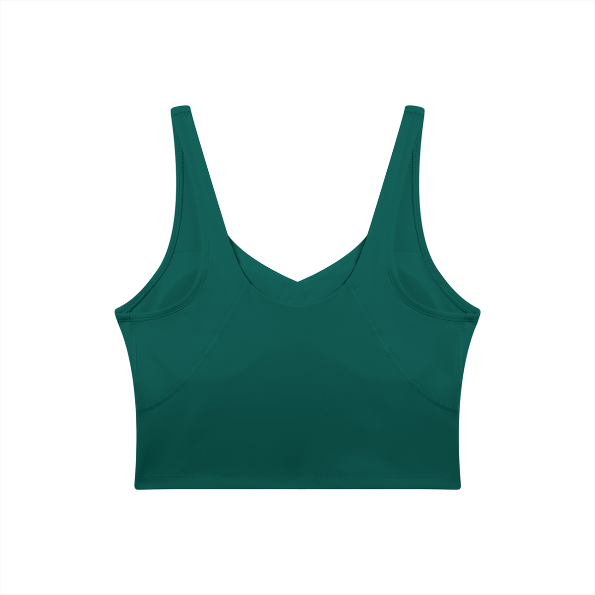 V-Neck Longline Tank in Dark Green, back view