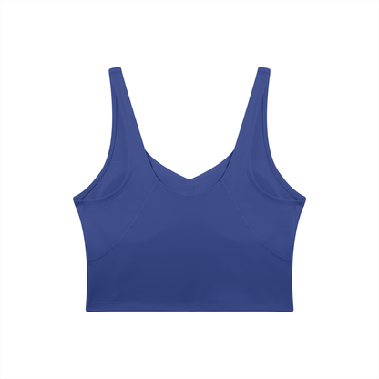 V-Neck Longline Tank in Royal Blue, back view