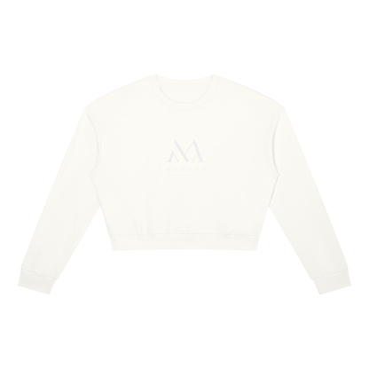 Cropped Crewneck Sweatshirt in White, front view