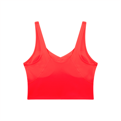 V-Neck Longline Tank in Fuchsia Red, back view