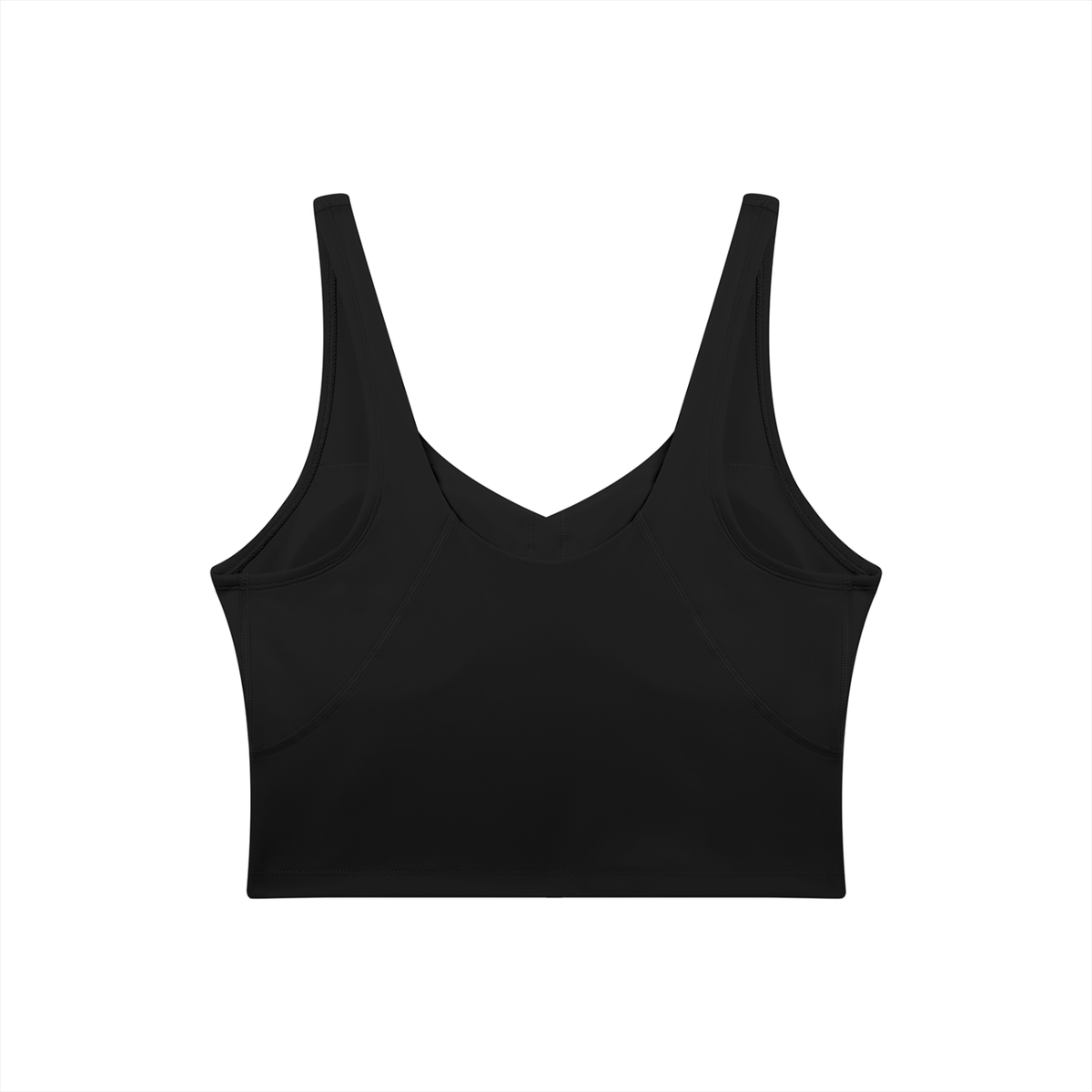 V-Neck Longline Tank in Black, back view