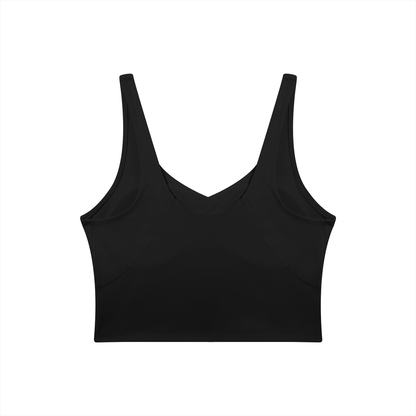 V-Neck Longline Tank in Black, back view
