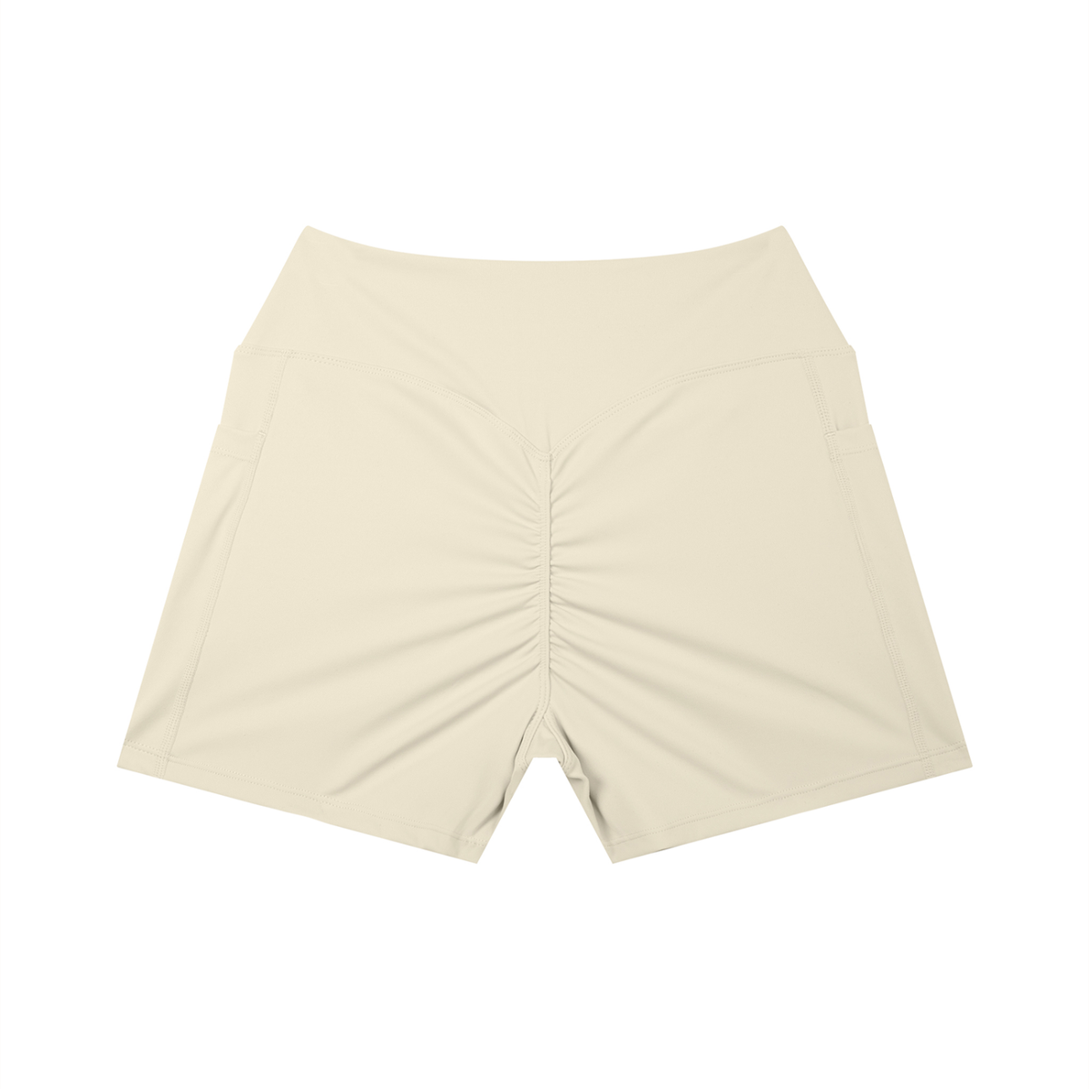 High-Rise Pocket Short in Light Apricot, back view