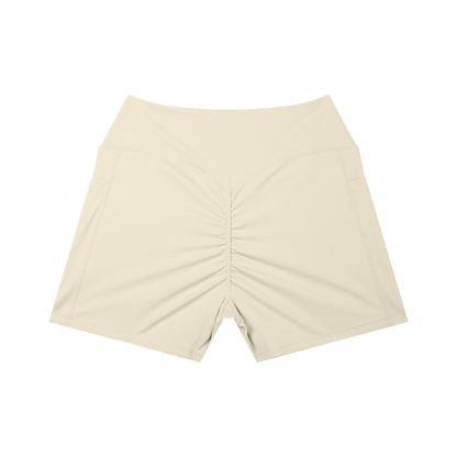 High-Rise Pocket Short in Light Apricot, back view