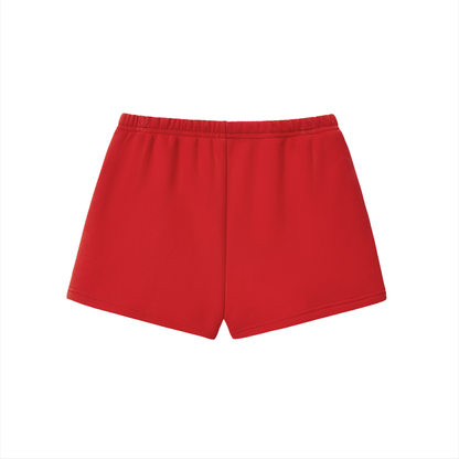 Drawstring Sweatshort in Red, back view