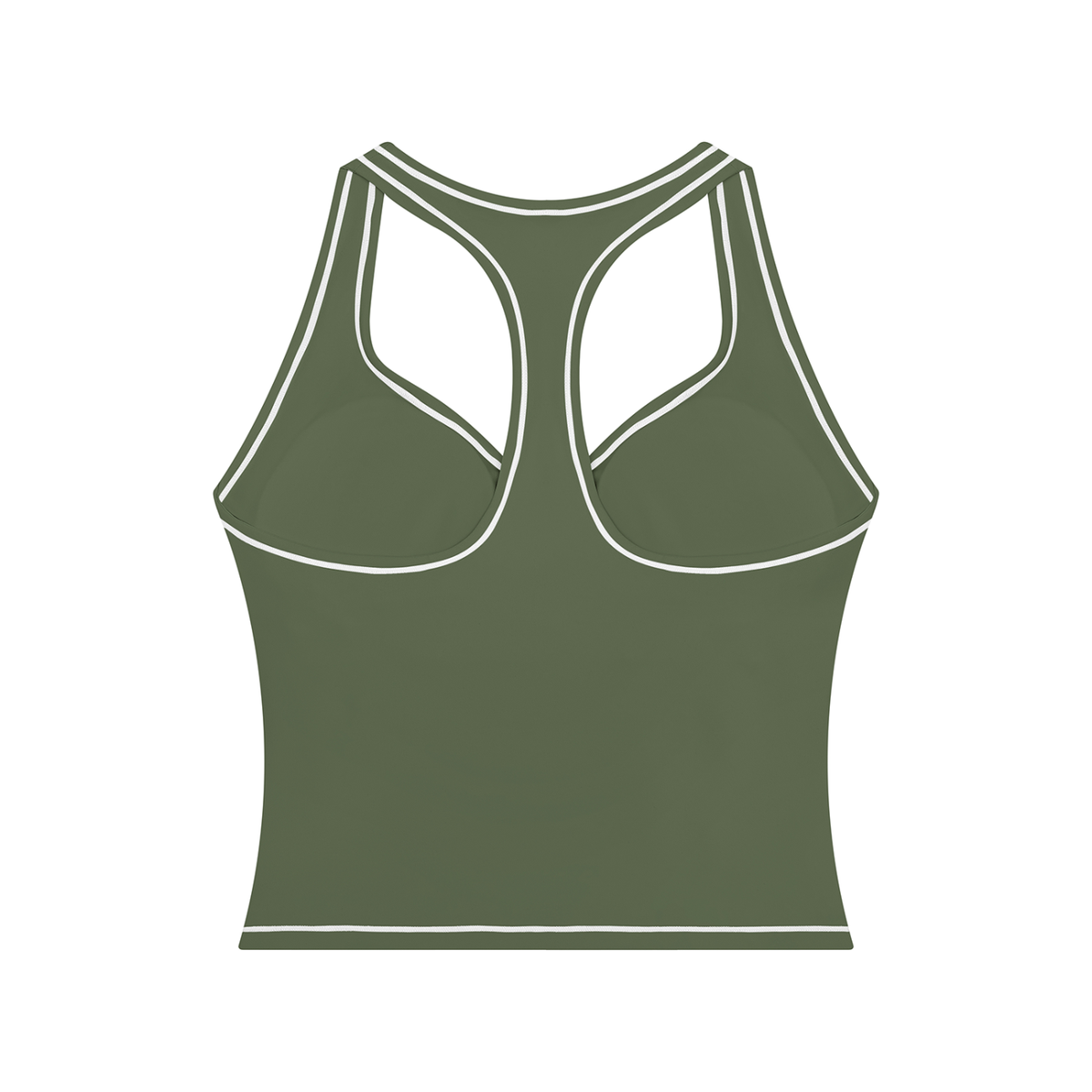 Topstitch Crop Tank in Gray Green, back view