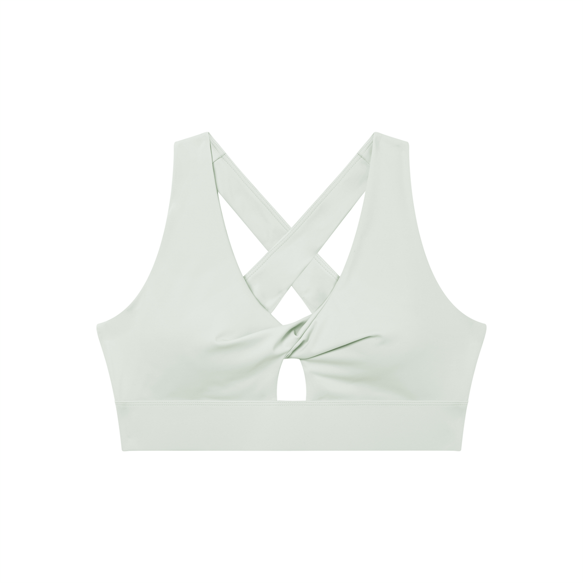 Twist-Front Sports Bra in Light Gray, front view