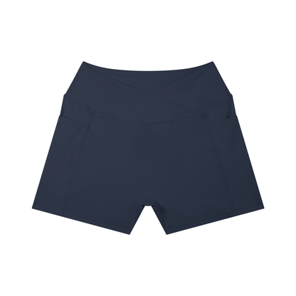 High-Rise Pocket Short in Navy Blue, front view