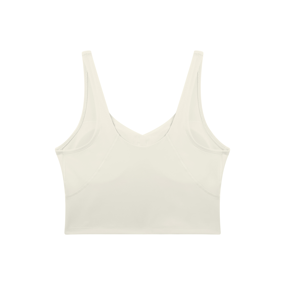 V-Neck Longline Tank in Beige, back view