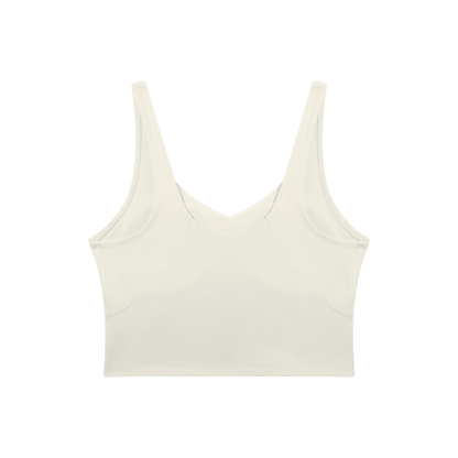 V-Neck Longline Tank in Beige, back view