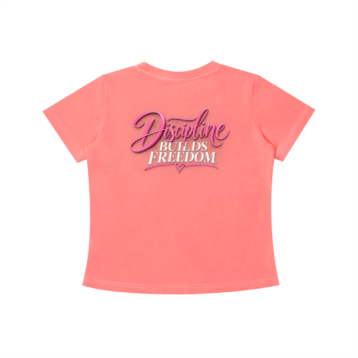 Discipline Builds Freedom Tee in Watermelon Red, back