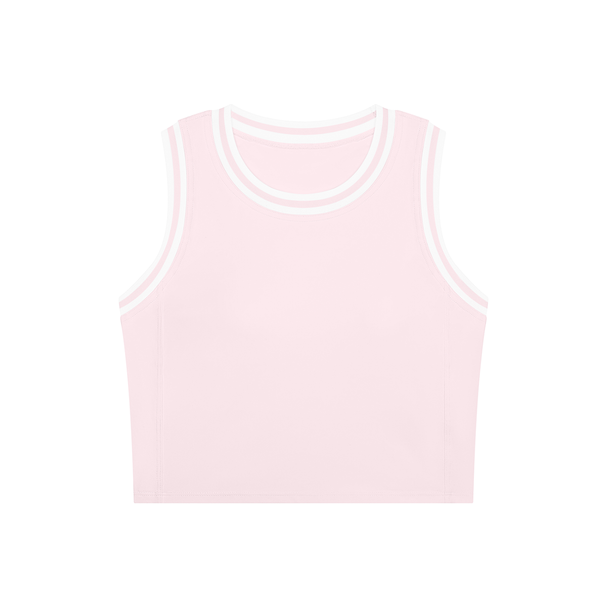 Color Block Crop Tank in Light Pink with White, front view