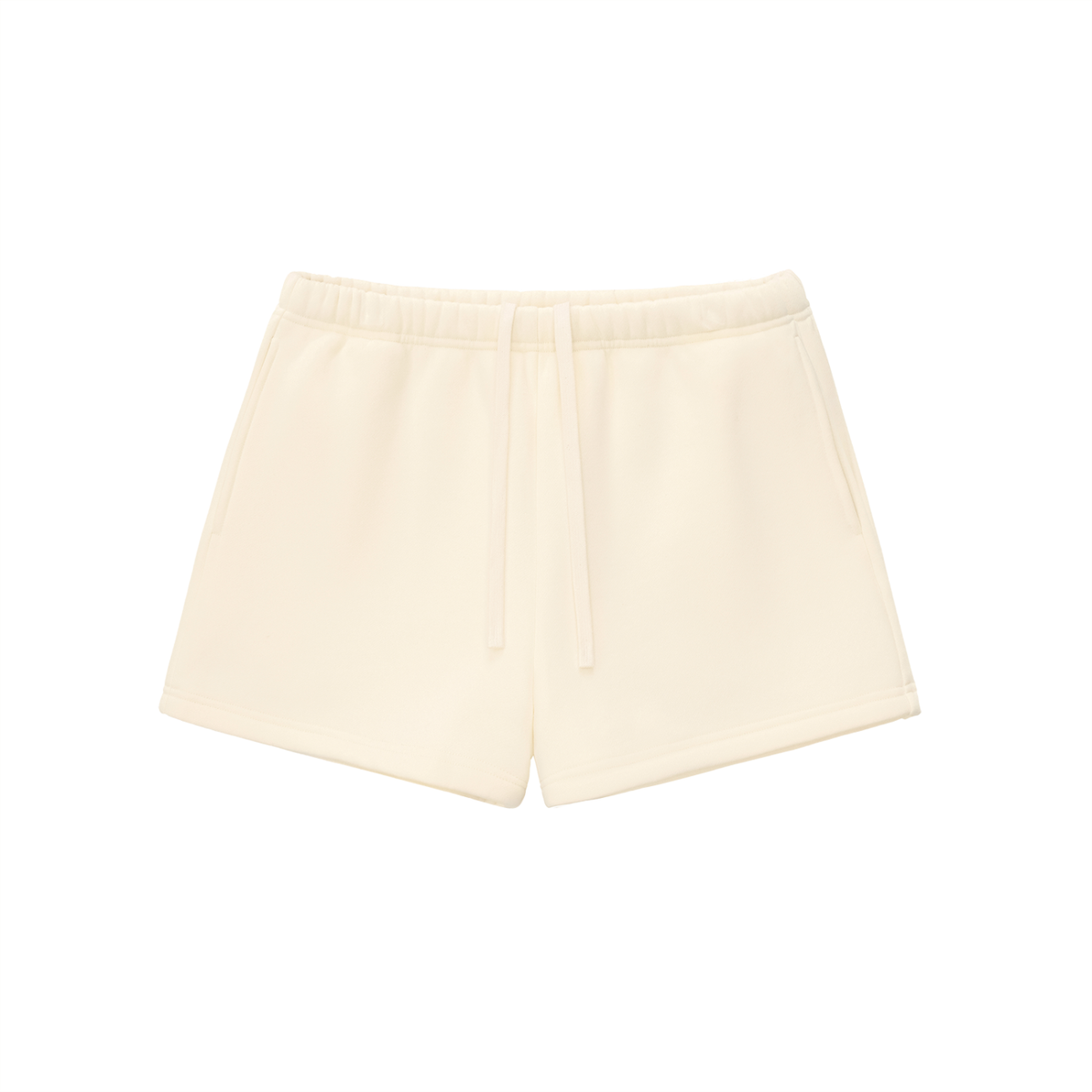 Drawstring Sweatshort in Cream Apricot, front view