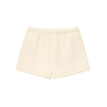 Drawstring Sweatshort in Cream Apricot, front view